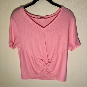 La Miel Pink Twist Front Crop Top size Small EUC